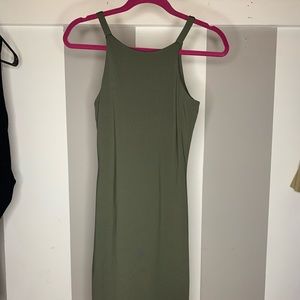 Green high neck maxi dress
